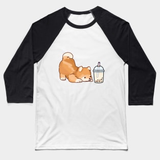 Cute Little Shiba Loves Boba! Baseball T-Shirt